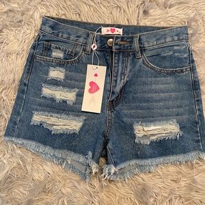High waisted jean shorts